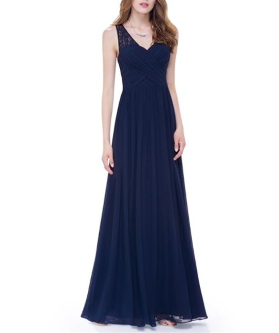 A Line Ruched Chiffon Lace Strap Prom Dress Long With Lace Up Back