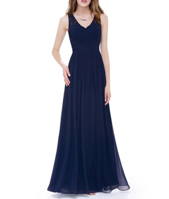A Line Ruched Chiffon Lace Strap Prom Dress Long With Lace Up Back