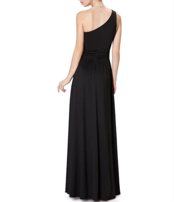 One Shoulder Long Black Prom Dress Black Floor Length Maxi Dress