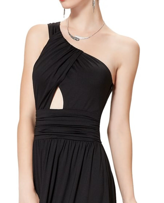 One Shoulder Long Black Prom Dress Black Floor Length Maxi Dress