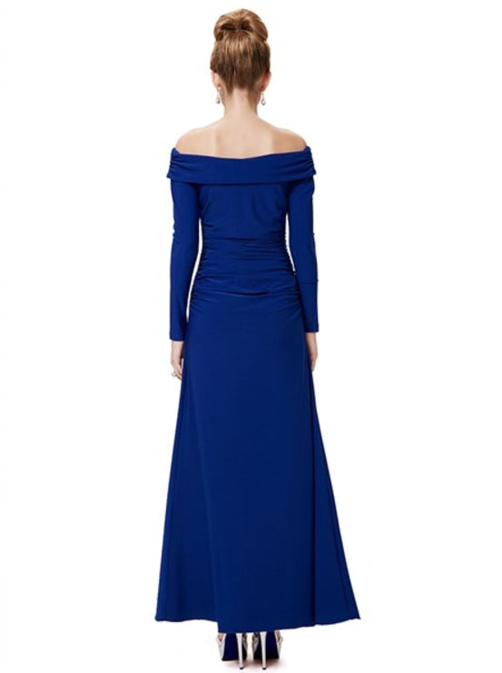 Royal Blue Long Prom Dresses With Sleeves Off The Shoulder Long Sleeve Bodycon Dress