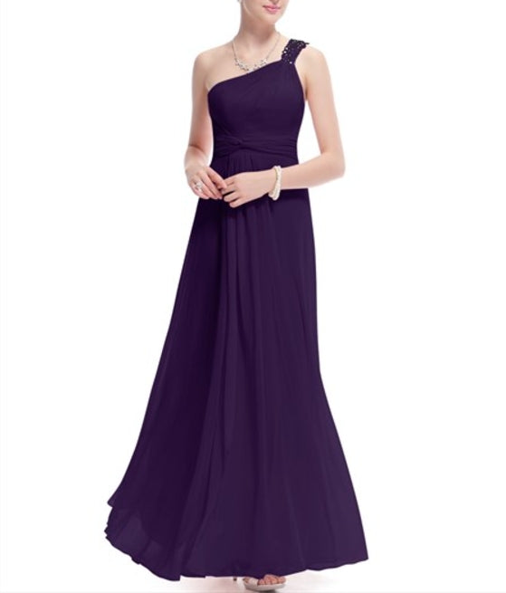 Purple One Shoulder Long Party Dresse Dark Purple One Shoulder Bridesmaid Dresses