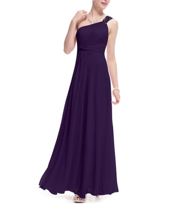 Purple One Shoulder Long Party Dresse Dark Purple One Shoulder Bridesmaid Dresses