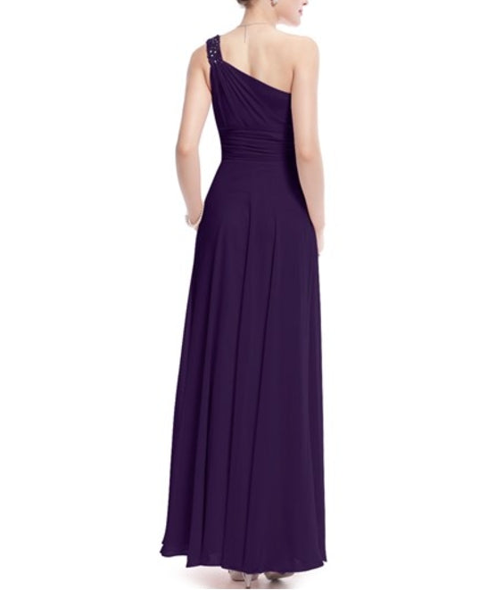 Purple One Shoulder Long Party Dresse Dark Purple One Shoulder Bridesmaid Dresses