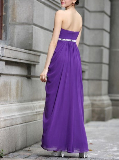 Long Purple Chiffon Prom Modest Bright Purple Prom Dresses