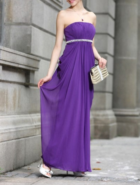 Long Purple Chiffon Prom Modest Bright Purple Prom Dresses