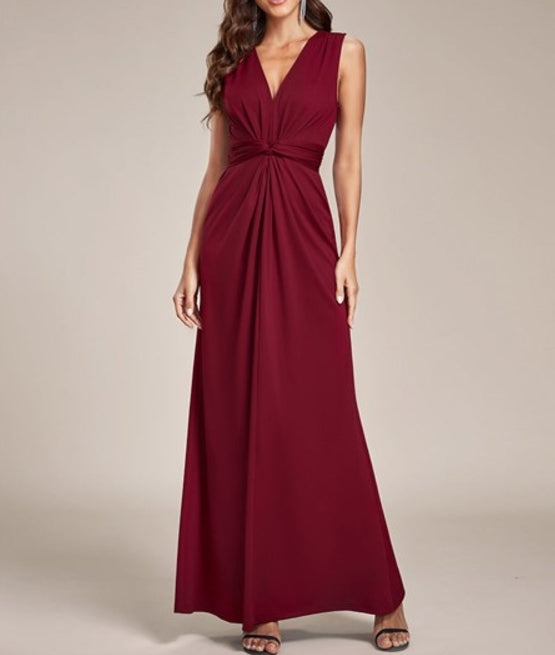 Burgundy Floor Length Kink Design Pleated Wholesale Prom Dresses