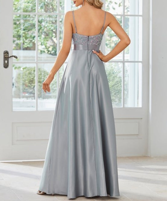 Grey Stain Wholesale Prom Dresses Sleeveless Sweetheart Sequin