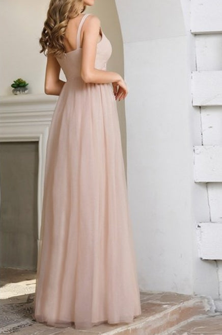 Pink Wholesale Prom Dresses Fashion With Floral Appliques V Neckline A-Line Tulle