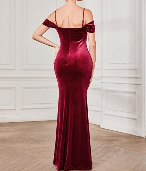 Burgundy Sweetheart Neck Off Shoulders Fishtail Wholesale Prom Dresses
