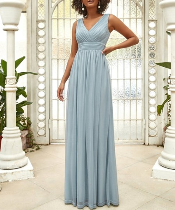 Mist Double V Neck Floor Length Sparkly Wholesale Prom Dresses For Party
