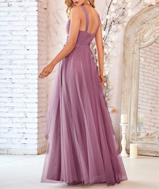 Orchid Prom Dresses Floor Length Sleeveless Wholesale Tulle