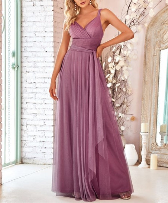 Orchid Prom Dresses Floor Length Sleeveless Wholesale Tulle