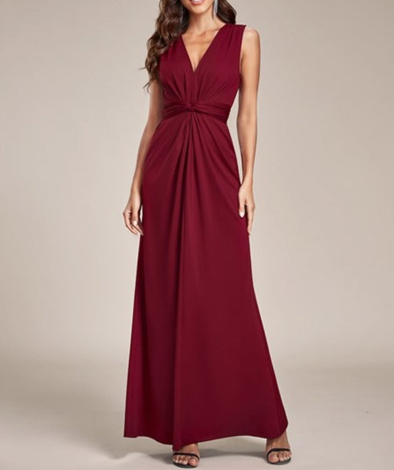 Burgundy Floor Length Kink Design Pleated Wholesale Prom Dresses