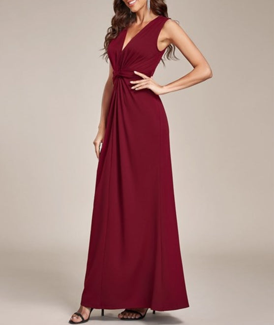 Burgundy Floor Length Kink Design Pleated Wholesale Prom Dresses