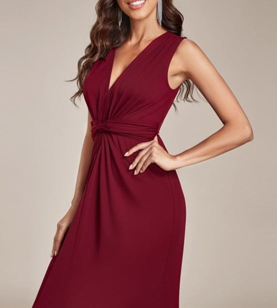 Burgundy Floor Length Kink Design Pleated Wholesale Prom Dresses