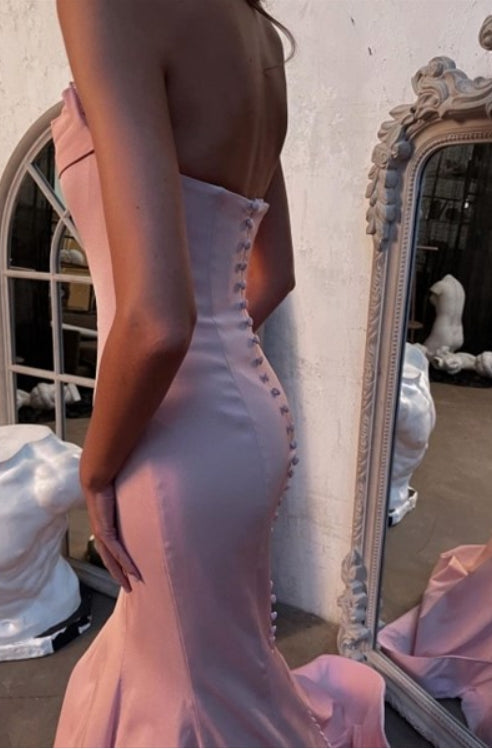 Pink Strapless Sweetheart Mermaid Prom Dresses