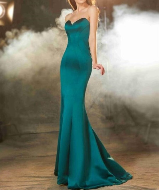 Sweetheart Sleeveless Satin Sheath Floor Length Mermaid Prom Dress
