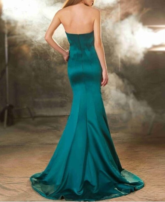 Sweetheart Sleeveless Satin Sheath Floor Length Mermaid Prom Dress