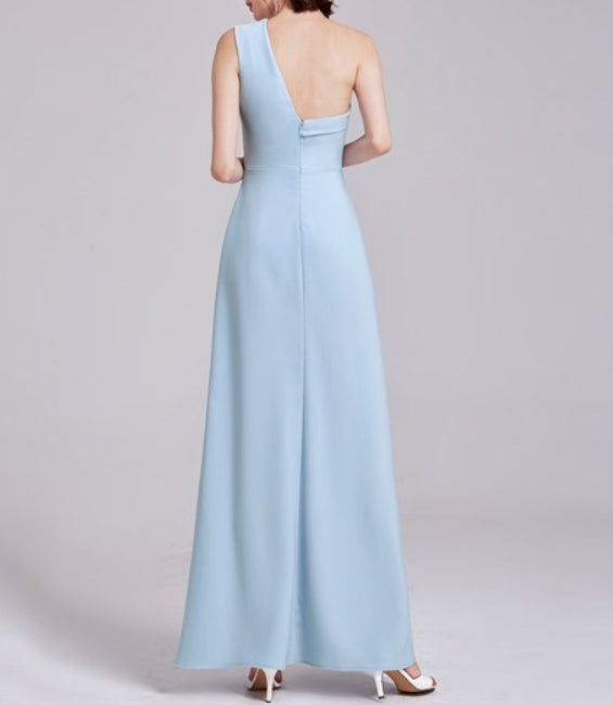 Light Blue One Shoulder Sweetheart Neckline Asymmetrical Long Prom Dress