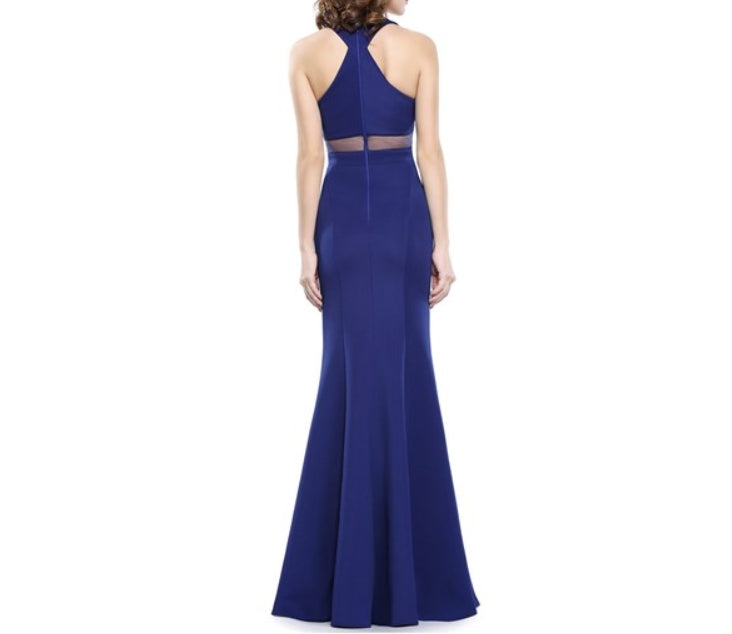 Royal Blue Mermaid Sleeveless V-Neck Long Prom Dress With Side Cut Out
