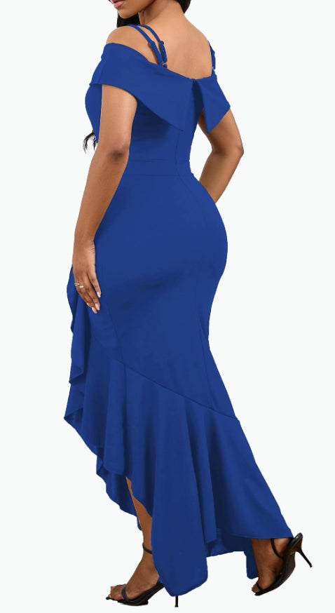 Blue Women's Sexy Bodycon Dress Sleeveless Split Wedding Guest Prom Dresses