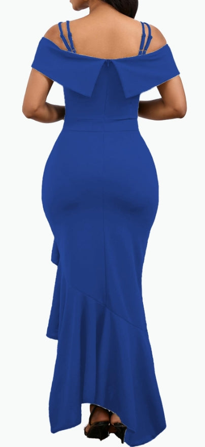 Blue Women's Sexy Bodycon Dress Sleeveless Split Wedding Guest Prom Dresses