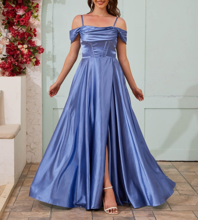 Navy Women Sexy Sequin Bodycon Maxi Dress V Neck Split Back Formal Prom Cocktail Party Long Dresses