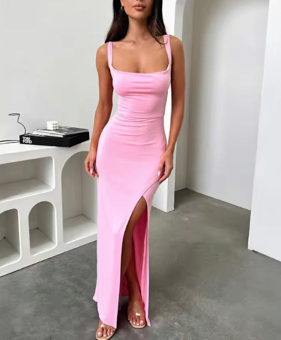 High Split Slim Sleeveless Sexy Dress Women Elegant Prom Long Dresses Backless Bodycon Summer Dress Vestidos