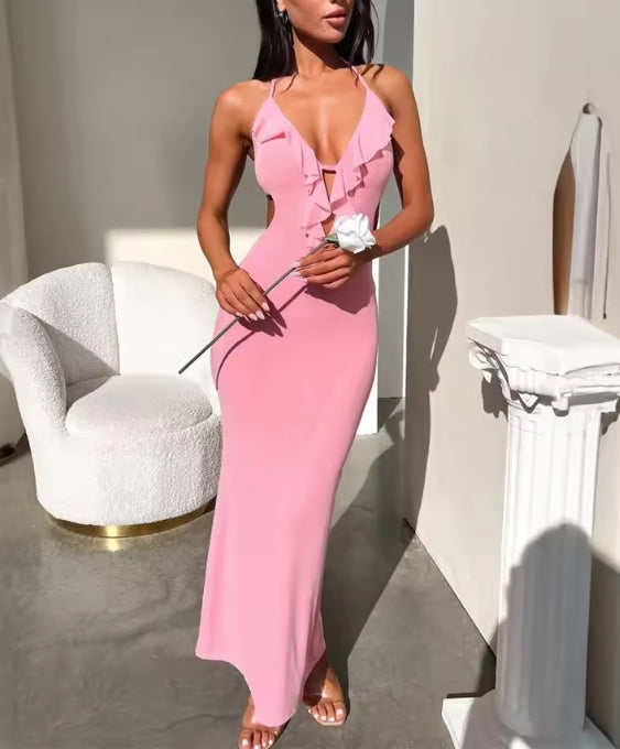 Beautiful High Waisted Slim Fit Sleeveless Sexy Dress For Women Elegant Prom Dress Backless Tight Dress
