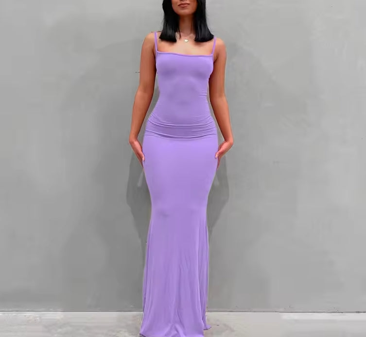 Summer Dresses For Women Sexy Spaghetti Strap Black Long Prom Dress Sleeveless Solid Skinny Trumpet Maxi Vestidos