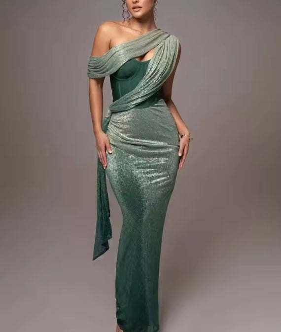 Evening Dresses For Women Sexy One Shoulder Long Bodycon Bandage Prom Dress