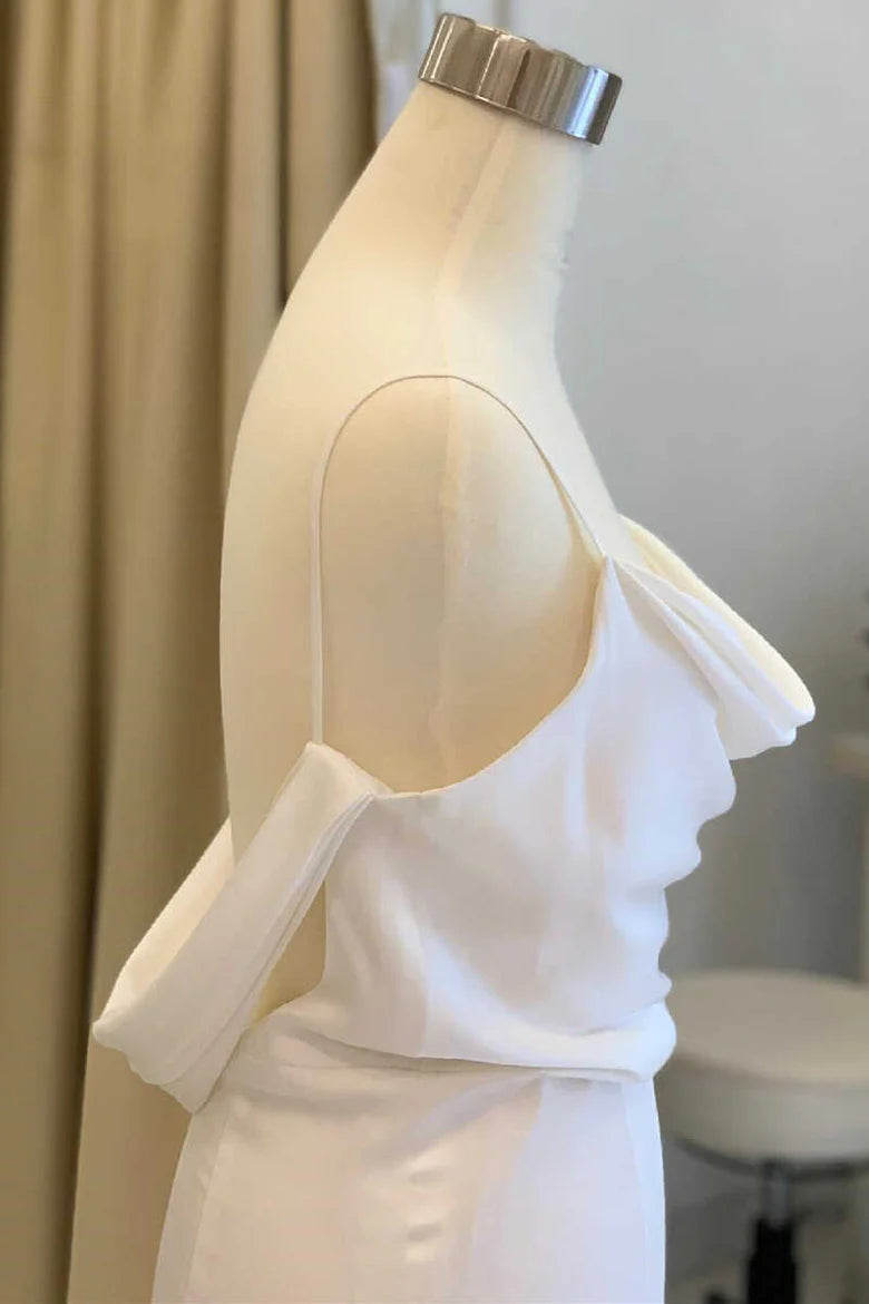 Blouson Cowl Neck Backless Mermaid Long Wedding Dress