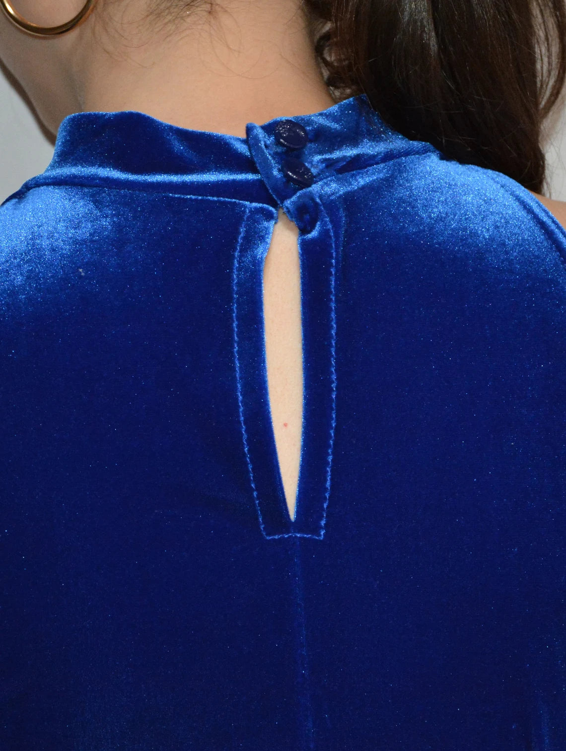 Blue velvet mock neck dress midi dress prom dress evening long dress