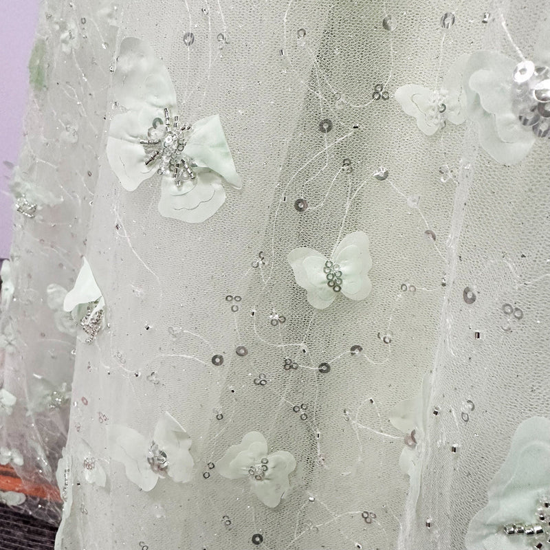 Boho Light Green Floor Spring Garden Wedding Dress