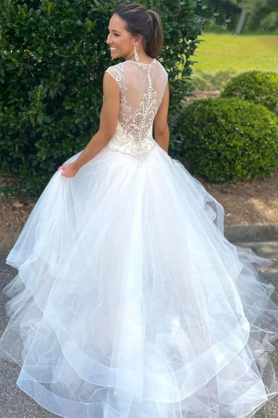 Beading Sweetheart Tiered Wedding Dress