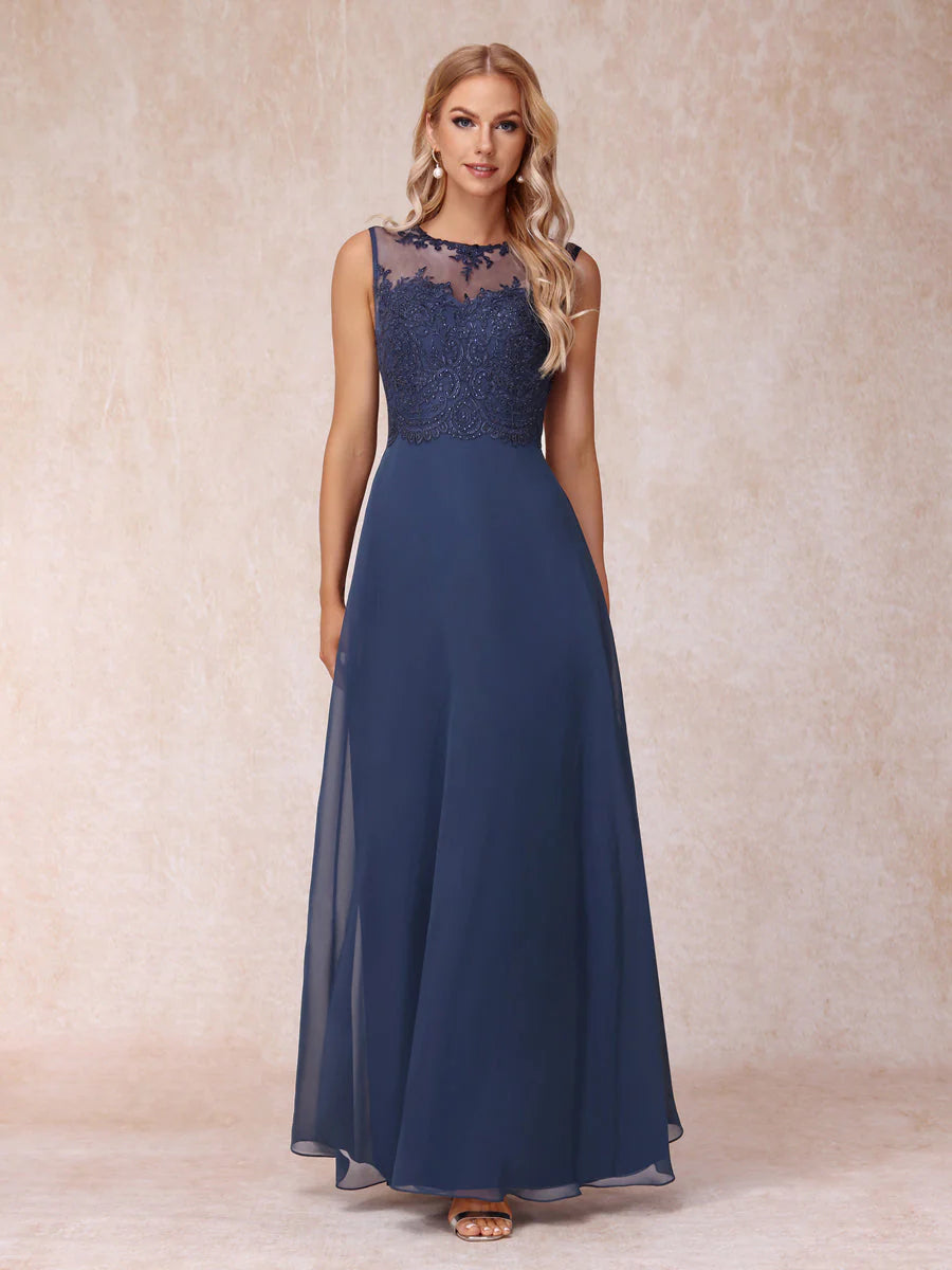 A-Line Chiffon Long Mother Of The Bride Dresses With Jacket