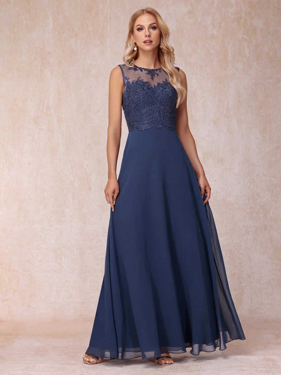 A-Line Chiffon Long Mother Of The Bride Dresses With Jacket