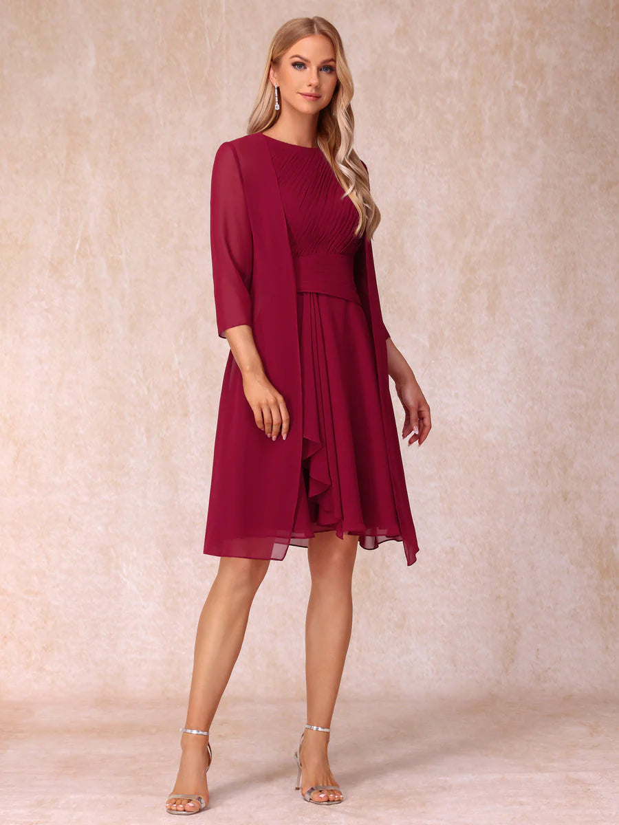 A-Line/Princess Scoop Sleeveless Short Formal Evening Dresses With Ruched