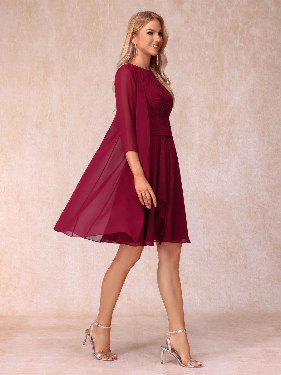 A-Line/Princess Scoop Sleeveless Short Formal Evening Dresses With Ruched