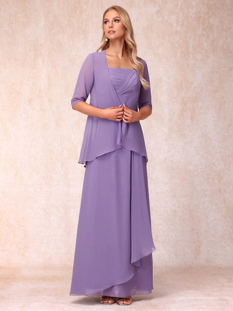 A-Line/Princess Sleeveless Long Formal Evening Dresses With Ruffles