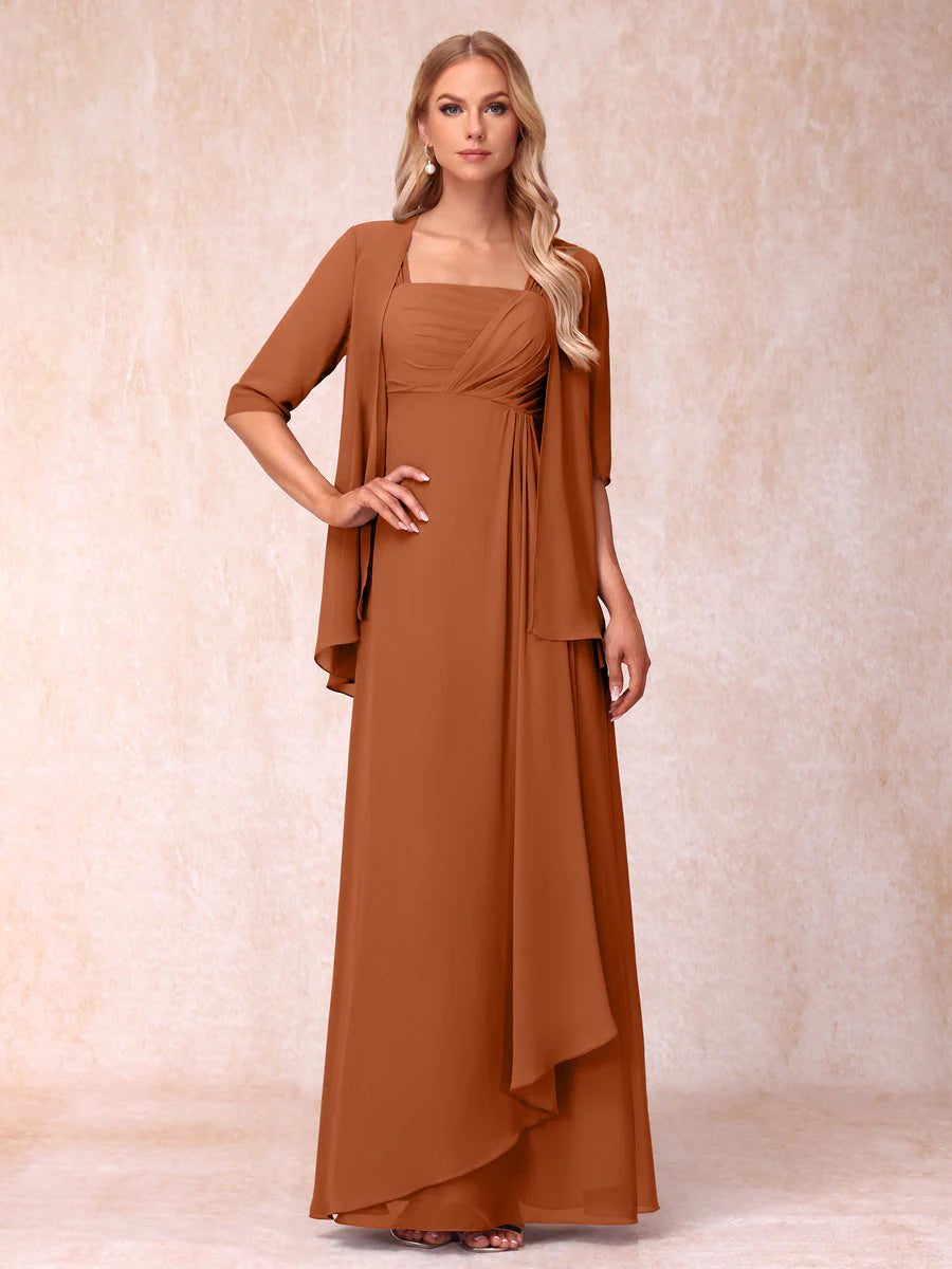 A-Line/Princess Sleeveless Long Formal Evening Dresses With Ruffles