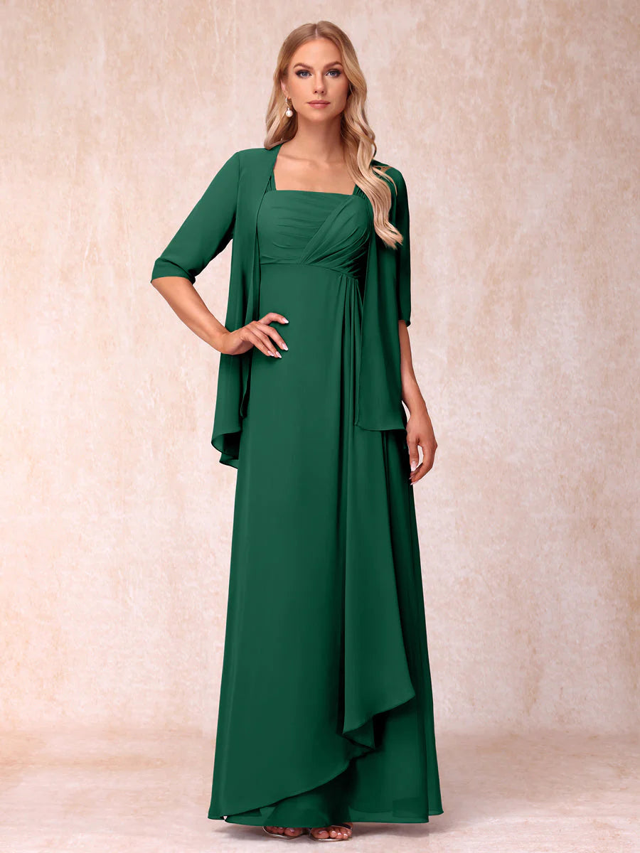 A-Line/Princess Sleeveless Long Formal Evening Dresses With Ruffles