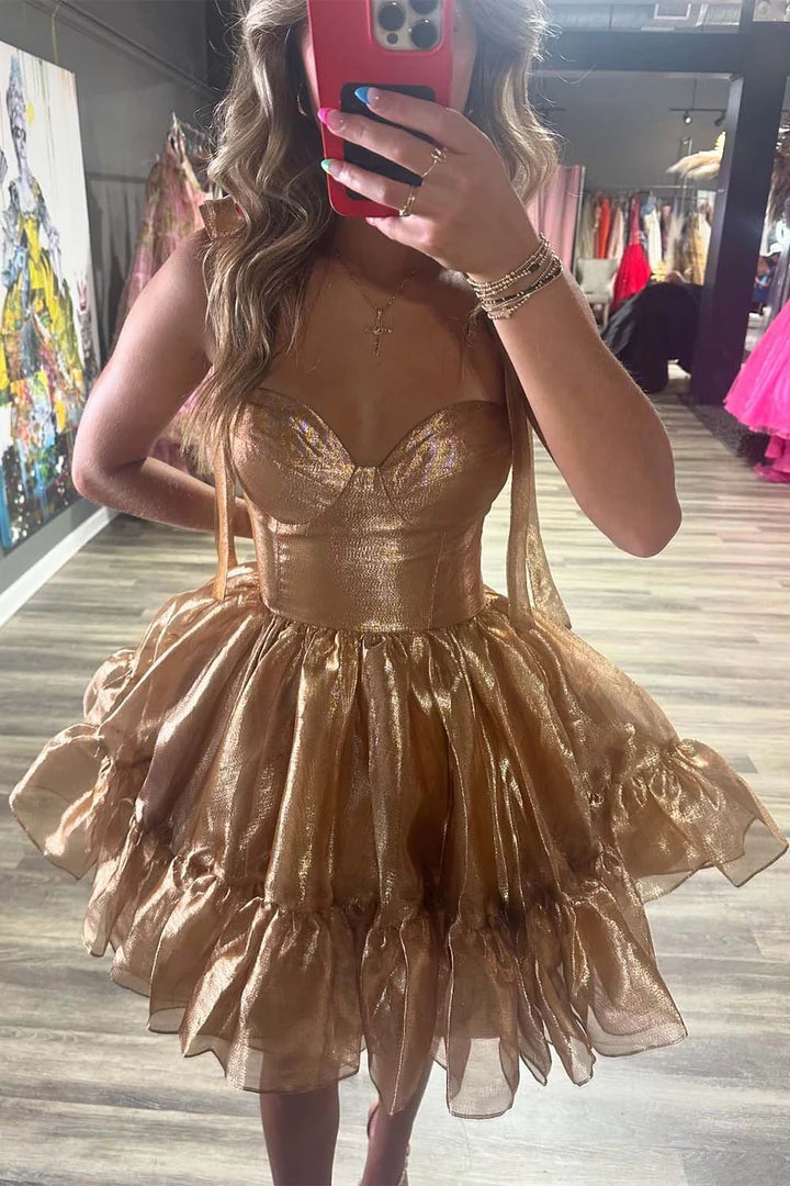 Cute Ruffle Hem Homecoming Dress with