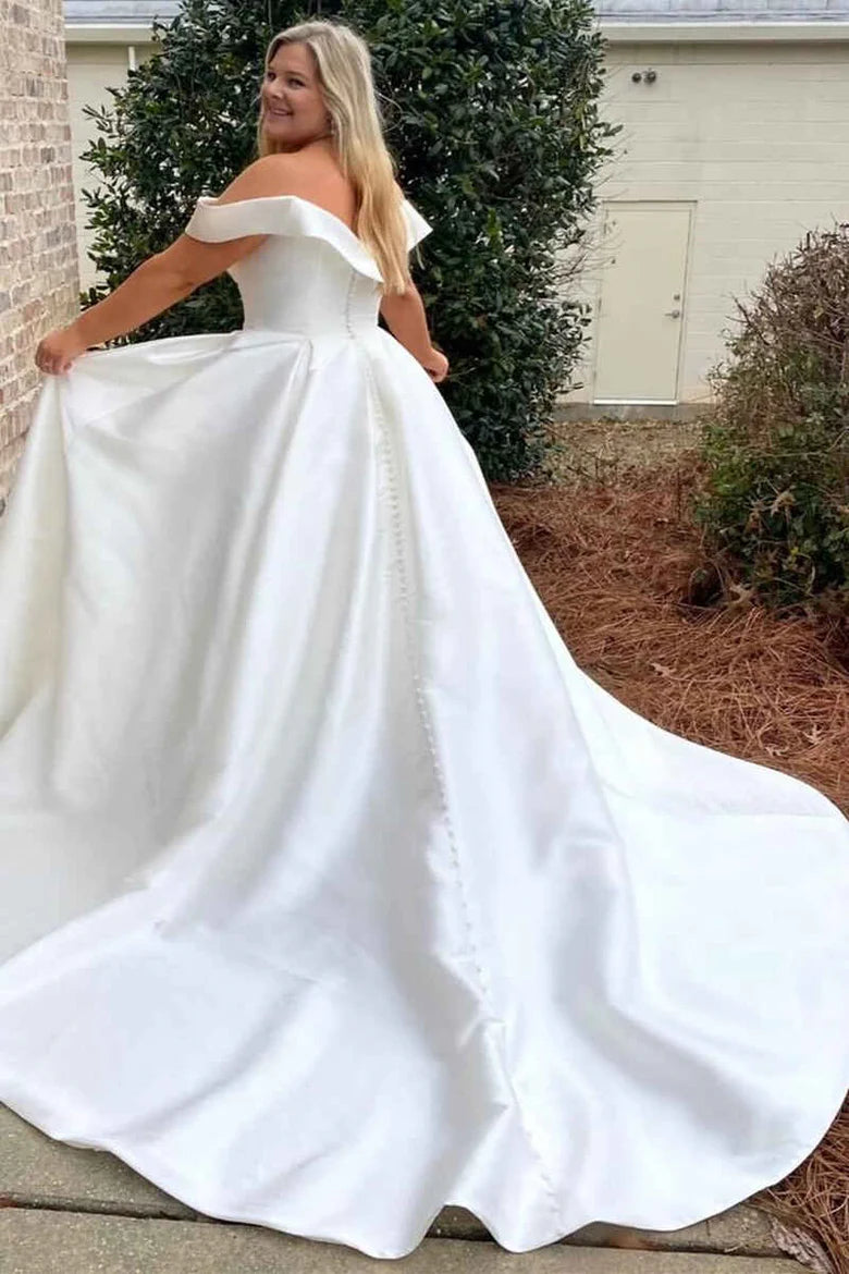 Princess White Off-the-Shoulder Bridal Gown