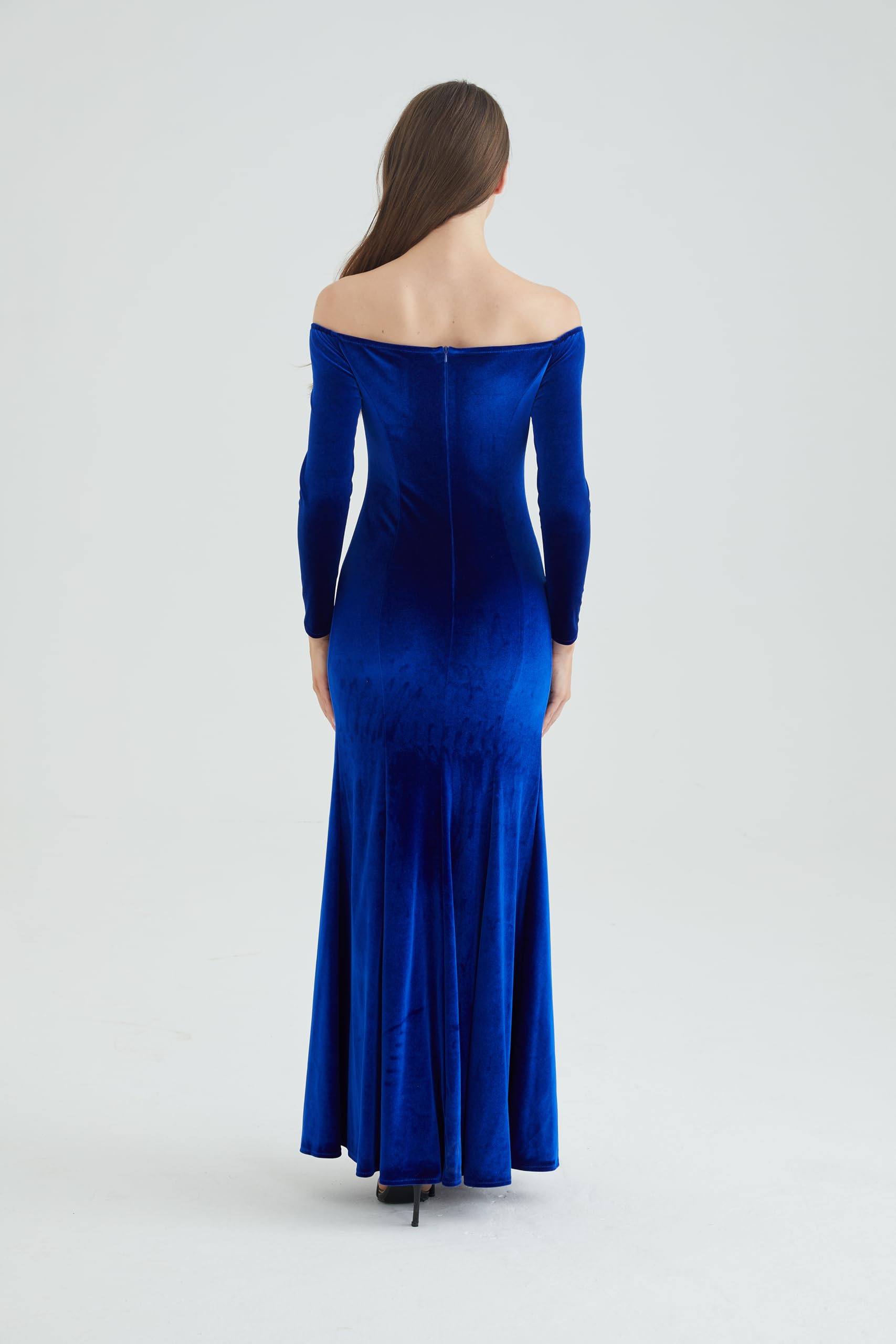 Prom Dresses for Women Off Shoulder Long Party Dress Elegant Velvet Formal Evening Gown