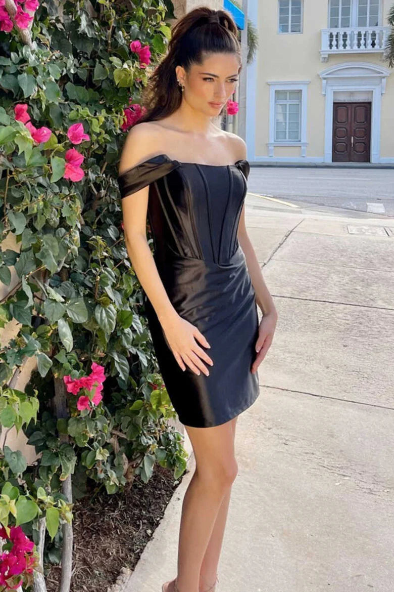 Ruched Mini Party Dress with Detachable Straps