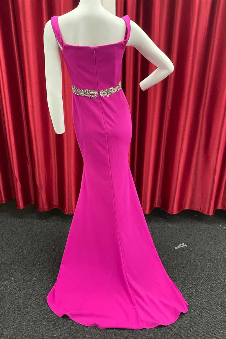 Sweetheart Belted Mermaid Long Formal Gown