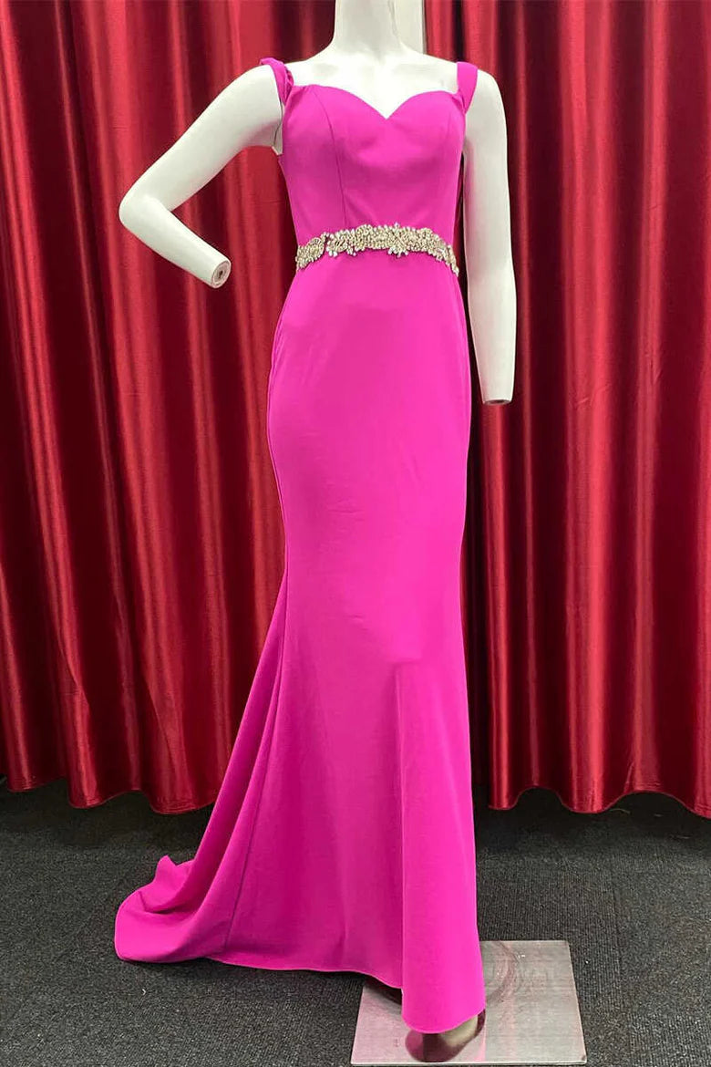 Sweetheart Belted Mermaid Long Formal Gown