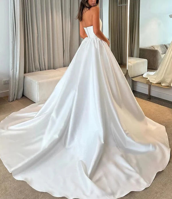 Ball Gown Strapless Satin Wedding Dresses